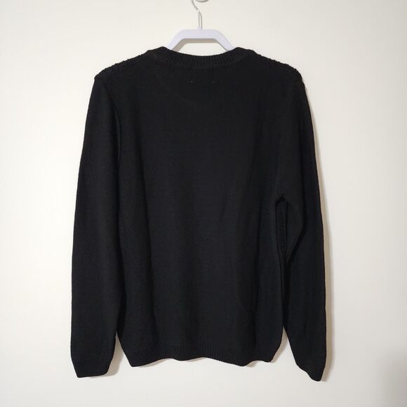 NWT Topman Mens Crew Neck Pullover Sweater Black Acrylic Made in Britain Size M - Picture 2 of 7